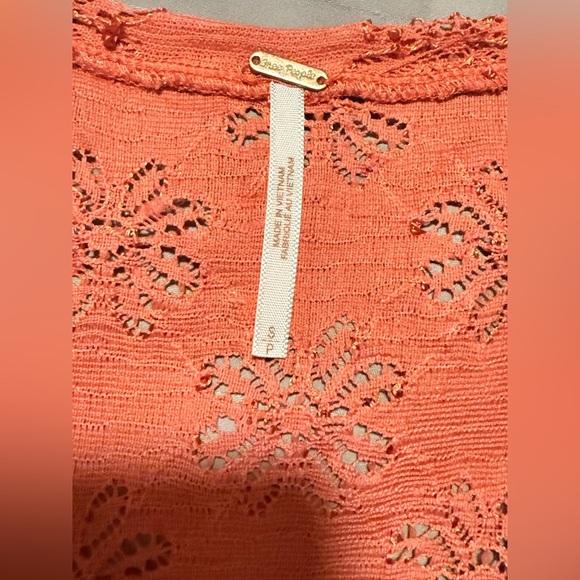 Free People Coral Lace Peplum Blouse - Picture 5 of 8